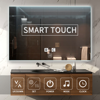 Miroir intelligent pour salle de bain avec affichage de la température et de l'humidité, dégivreur, écran tactile, TV et rétroéclairage LED