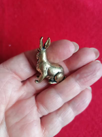 Élégante statue de lapin en laiton vintage, décoration intérieure en cuivre antique pour salon, meuble TV ou porche | Compagnon de service à thé idéal