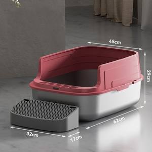 Litière <span class=keywords><strong>pour</strong></span> chat en plastique légère et portable avec couvercle avant amélioré - Product Image 5