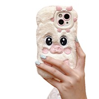 Coque de téléphone en peluche mignonne motif cochon de dessin animé pour iPhone 17 18 Pro Max 16 15 14 13 Pro Max – Collection Automne Hiver