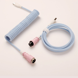 Cavo a spirale a molla da USB a 5 pin di fabbrica OEM 5 pin maschio GX16 aviatore a cavi a spirale di tipo c per tastiere meccaniche - Product Image 3