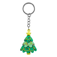 Porte-clés mousqueton de Noël en PVC 3D style Chibi Anime, Père Noël, Bonhomme de neige, Arbre, pour cadeaux de fêtes