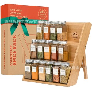 Pinnacle Cookery Bamboo <b>Spice</b> Rack 3 Tier With Glass <b>Jars</b> Airtight Kitchen Storage For <b>Spices</b> - Product Image 5