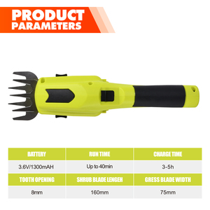 Vertak 3.6V électrique taille-haies herbe arbres cisaillement coupe 2in1 sans fil cisailles à gazon taille-haie pour jardinage pelouse cour - Product Image 5