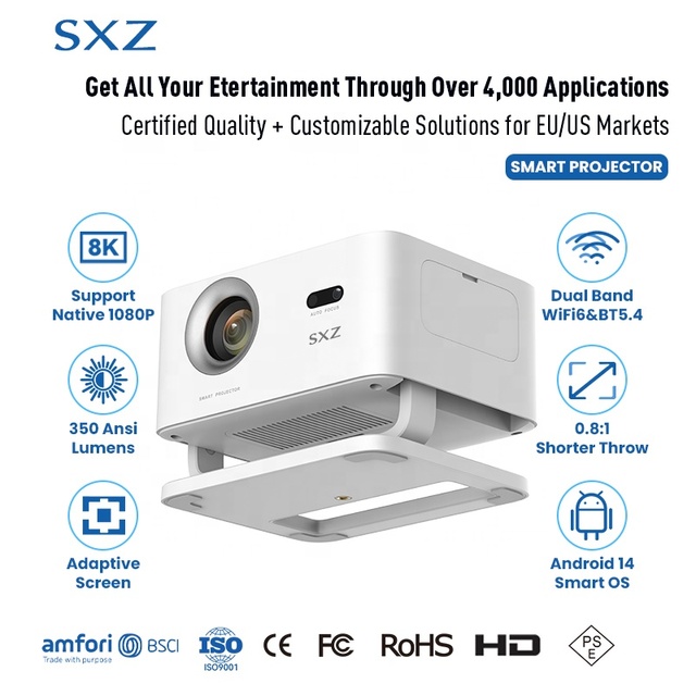 Auto Focus Mini Portable 350ANSI Hot X4R Android 14 System WiFi 4K Full HD 1080P LED Video Home Theater Cinema Smart Projector