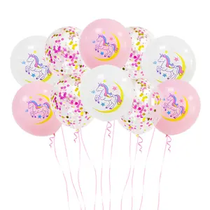 Dropshipping balon ulang tahun Unicorn, dekorasi pesta ulang tahun anak pesta tema Unicorn putih dan merah muda