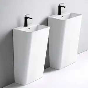 Ceramic pedestal sink standing sink bathroom wash basin pedestal white basin