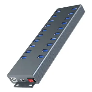 Penggunaan Industri Multi Port Splitter 20 In 1 Usb Data Hubsa Aluminium Square 20-Port Usb 2.0 Hub dengan Led Individu