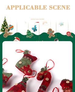 Cloth Christmas <b>Candy</b> <b>Cane</b> Gift Ornaments Decorations Home Window Display Accents Christmas Tree Pendants Small Stockings Plaid - Product Image 6