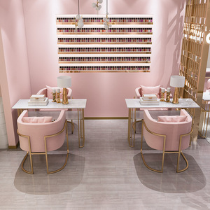 Wallybeauty-muebles de metal para salón de <span class=keywords><strong>manicura</strong></span>, mesas de belleza de mármol, <span class=keywords><strong>mesa</strong></span> <span class=keywords><strong>pequeña</strong></span> para uñas - Product Image 4