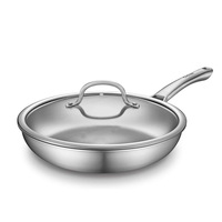 Ensemble de poêles de cuisine en acier inoxydable à trois couches de qualité supérieure de l'usine chinoise Geling, vente en gros de 10 pièces, ensembles d'ustensiles de cuisine argentés pour la maison