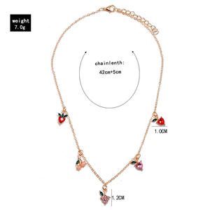 Collier à breloques en forme de fruits pour femme, en alliage de zinc et zircon cubique, bijoux de tous les jours, colliers ras du cou tendance - Product Image 4