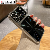 Coque de téléphone antichoc intégrale couleur unie avec motif CD laser électroplaqué et pare-chocs latéraux antidérapants pour iPhone 17/16/15