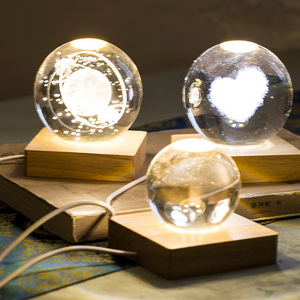 حامل عرض بإضاءة ليد مربع خشبي 8-6 مع مصابيح ليد دافئة للمصباح الليلي الذي تصنعه بنفسك من راتنج الكرة الكريستالية - Product Image 2