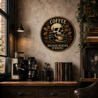 Plaque en métal vintage style gothique sombre, décoration murale rustique pour café, bar ou cuisine, affiche artistique amusante