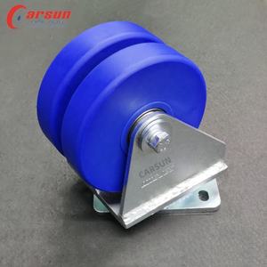 Super Heavy Duty <span class=keywords><strong>Blue</strong></span> Industrie rollen 1500KG Lade kapazität Doppel <span class=keywords><strong>200mm</strong></span> 150mm Nylon Gussstahl drehbar OEM anpassbar - Product Image 3