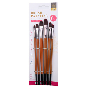 Ensemble de pinceaux de précision professionnels pour artistes, manche en bois, poils en nylon, lot de 6 pièces, pour portraits, miniatures, travaux de lignes, huile - Product Image 5