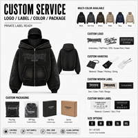 Diseño personalizado de gran tamaño Boxy algodón enmascarado Sudadera con capucha Mascarilla Streetwear Distressed Acid Wash All Over Print Zip up Ninja Hoodie
