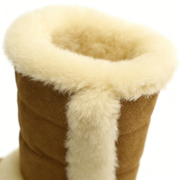 Bottes de neige en cuir de vache pour femmes, vente en gros OEM/ODM, bottes d'hiver en fourrure, bottes hautes jusqu'au genou, chaussures de neige chaudes, vente directe d'usine