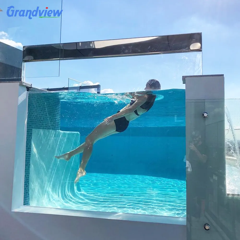 Piscina grande de acrílico resistente a rayos UV, 50mm, 100m, transparente, gruesa, ventana para piscina