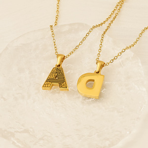 Zogxin Gold Plated Letter Necklace Stainless Steel Pendant Alphabet Chain Women Jewelry Gift Fashion Accessory - Product Image 3