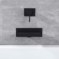 Robinet de baignoire mural moderne en acier inoxydable noir mat, bec cascade, mitigeur à poignée unique, valve en céramique, débit élevé