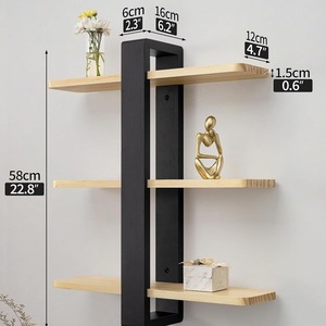 <b>Wall</b> <b>Mounted</b> Wooden <b>Shelf</b> 3 Tier Rectangle Multipurpose Storage Rack For Living Room Bedroom Bathroom Display - Product Image 3