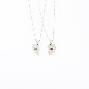Collar <span class=keywords><strong>de</strong></span> Pareja <span class=keywords><strong>de</strong></span> Acero Inoxidable Estilo Deportivo con Bambú y Corazón Empalmado, Regalo Personalizado <span class=keywords><strong>de</strong></span> Nicho para Novia y Novio - Product Image 4