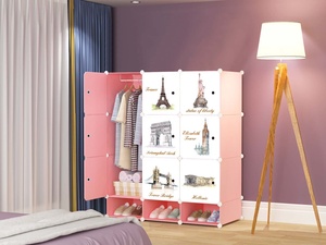 Organisateur de rangement pliable convertible pour vêtements avec 9 compartiments et 1 <span class=keywords><strong>tringle</strong></span> suspendue pour meubles de chambre d'appartement - Product Image 5