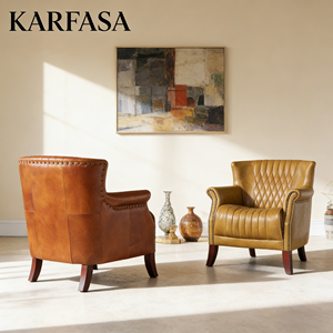 <span class=keywords><strong>Fauteuil</strong></span> d'appoint moderne en cuir véritable vintage classique pour la maison, le bureau, le salon, la chambre d'hôtel, l'appartement, l'atelier, fait à la main - Product Image 3