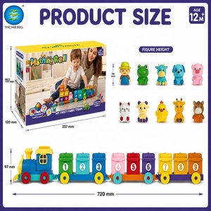 Jouet de train Montessori 3 en 1 avec animaux et chiffres, empilable et connectable, pour la ferme et le <span class=keywords><strong>bain</strong></span>, sans BPA, jouet éducatif pour bébés et tout-petits - Product Image 4