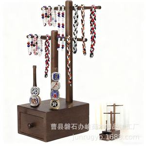 Estante de madera para joyería, soporte para anillos y collares, organizador de almacenamiento para fiesta de cumpleaños, exhibición de regalos de Navidad - Product Image 4