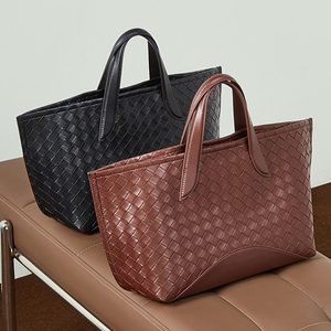 Новые женские сумки-тоут из натуральной кожи с плетеным узором, модные наплечные сумки оптом, большие женские сумки из воловьей кожи ручной работы - Product Image 6