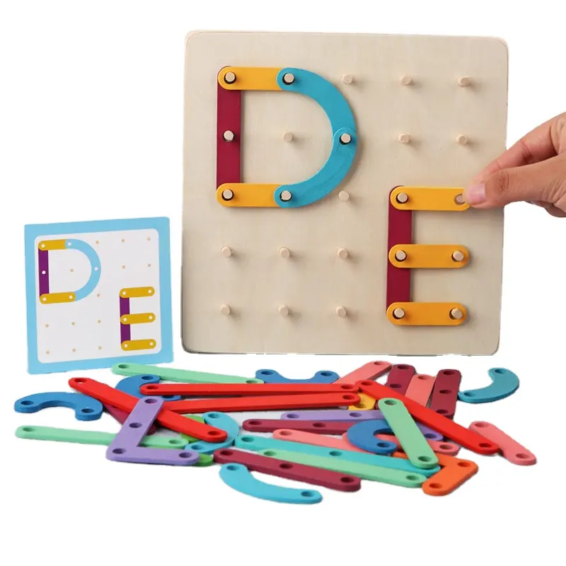 2023 नई पत्र संख्या निर्माण पहेली शैक्षिक Stacking ब्लॉक खिलौना सेट आकार रंग सॉर्टर Pegboard गतिविधि बोर्ड