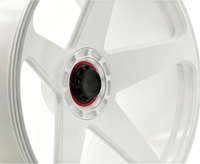 Jantes en alliage forgé GT Style Blanc 5 branches à anneaux rouges avec blocage central pour Porsche, toutes voitures de sport et SUV