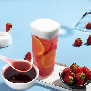 Sirop concentré de jus de fraise en gros, certifié Halal, haute concentration, saveur fruitée, goût sucré, mélange en bouteille, frais - Product Image 4