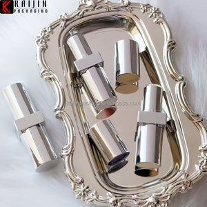 Tubos de bálsamo labial con recubrimiento en aerosol, tubo de lápiz labial con impresión única, tubo de lápiz labial cuadrado delgado plateado, tubo de lápiz labial cuadrado plateado - Product Image 1