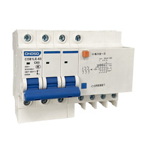 CHOSO COB1LE-63 4P C63 RCBO 16A20A25A32A40A63A80A100A125A 30mA 6KA Interruptor Diferencial de Corriente Residual para Montaje en Riel, Protección Contra Sobrecarga y Fugas