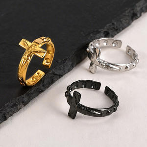 Anillo Cruzado Minimalista de Acero Inoxidable, Anillo Abierto para Hombre, Gran Venta en Europa y América - Product Image 2