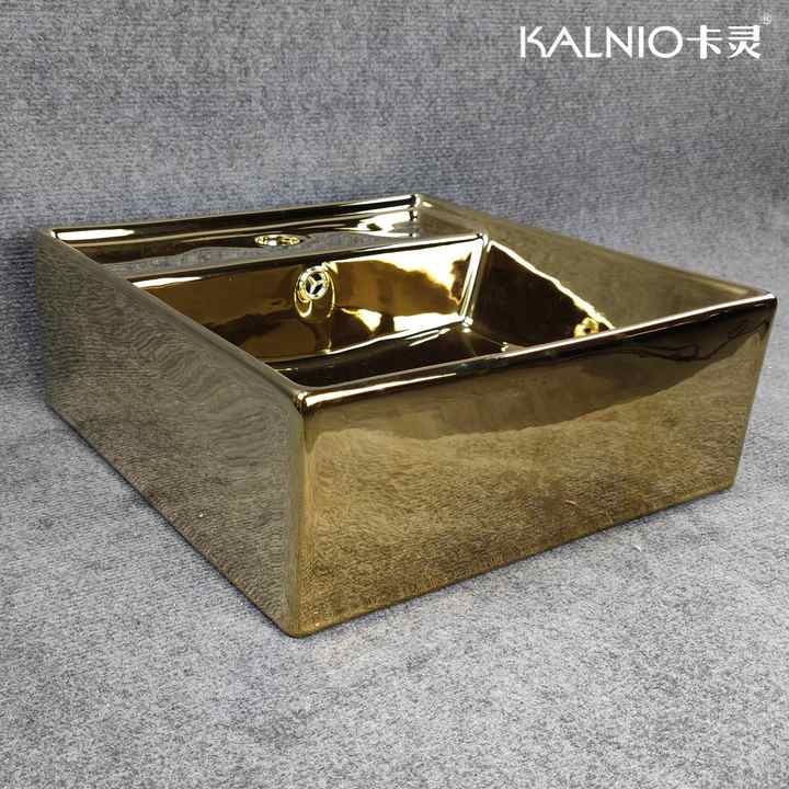 Modern Luxury Gold Rectangular Bathroom Basin Hand Wash Lavabo Ceramic ...