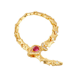Skeleton Snake Bone <b>Ring</b> Gold With Pink Gem Pave Setting <b>Adjustable</b> Fashion Jewelry Gift - Product Image 5