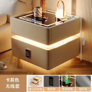 Table de chevet moderne intelligente Maxfree avec chargeur sans fil BT et lumière LED, table de nuit multifonctionnelle en bois de luxe - Product Image 3