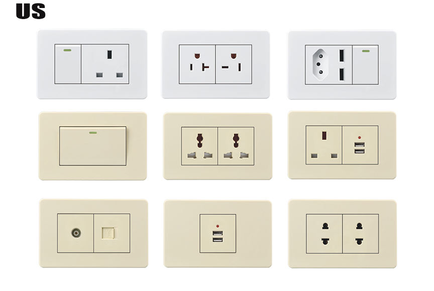 VNX Modern Light Wall Electrical Factory Manufacturer Cheap Price 5Pin Plug Power Universal Wall Socket