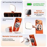 CF Éclairage magnétique LED carré pour selfie, 49 LED, intensité réglable, support de téléphone, pour caméra avant et arrière, lumière portable pour vlog