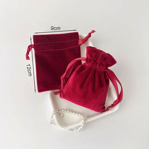Sac à cordon en velours élastique, pochette de luxe pour bijoux, sac cadeau en velours extensible doux pour collier, bague, bracelet, emballage personnalisé avec logo - Product Image 3