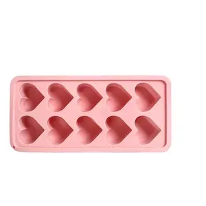 Valentinstag herzförmige Eis Lattenform Silikon-Eisform FDA Heim einfache Freigabe 10 Löcher und Liebe Eisschalenform