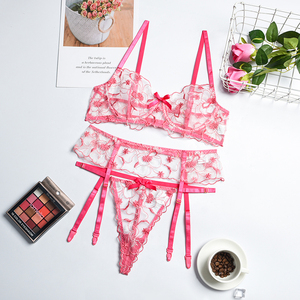 Lencería Sexy Transparente de Encaje ZZYUP, Lencería Erótica de Malla Floral, Ropa Interior para Fiesta de Navidad, Conjunto de 3 Piezas, Lencería Teddy con Bragas - Product Image 2