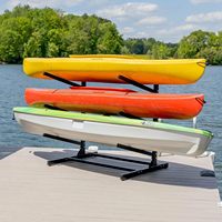 Support de présentation double niveau en acier au carbone robuste pour planches de surf et kayaks, sur pied, épaissi, avec fonction d'outil de nettoyage détachable