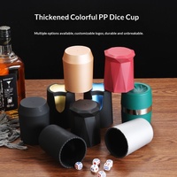 Gobelet à dés en mélamine avec double compartiment pour pièces de monnaie, design noir à côtés droits, agitateur manuel, 5 dés inclus - Accessoire de divertissement pour bars et KTV