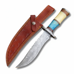 Cuchillo Bowie de Caza de Acero Inoxidable PRESTIGE BLADES al por Mayor con Mango de Micarta y Funda de Cuero Genuino, OEM Completo - Product Image 1